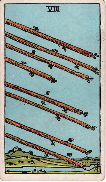 ไพ่ Eight of Wands (แปดไม้เท้า)