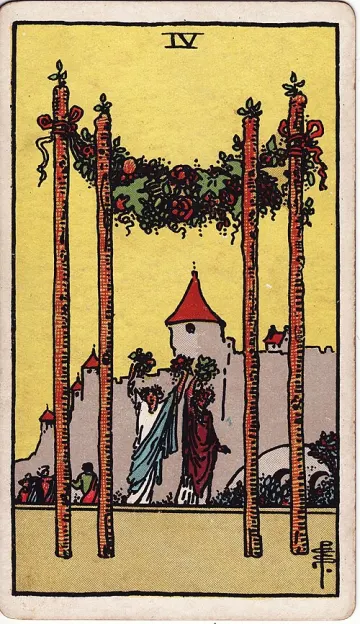 ไพ่ Four of Wands (สี่ไม้เท้า)