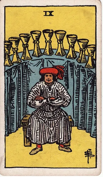 ไพ่ Nine of Cups (เก้าถ้วย)