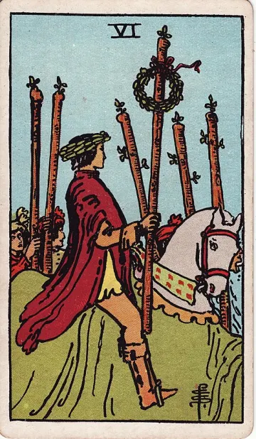 ไพ่ Six of Wands (หกไม้เท้า)