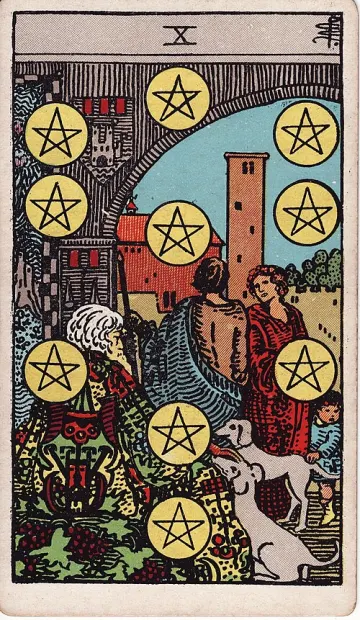 ไพ่ Ten of Pentacles (สิบเหรียญ)