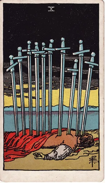 ไพ่ Ten of Swords (สิบดาบ)