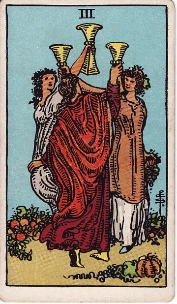ไพ่ Three of Cups (สามถ้วย)