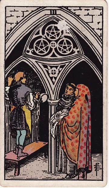 ไพ่ Three of Pentacles (สามเหรียญ)