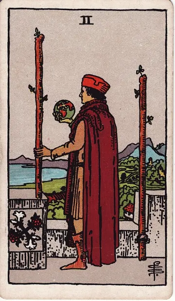 ไพ่ Two of Wands (สองไม้เท้า)