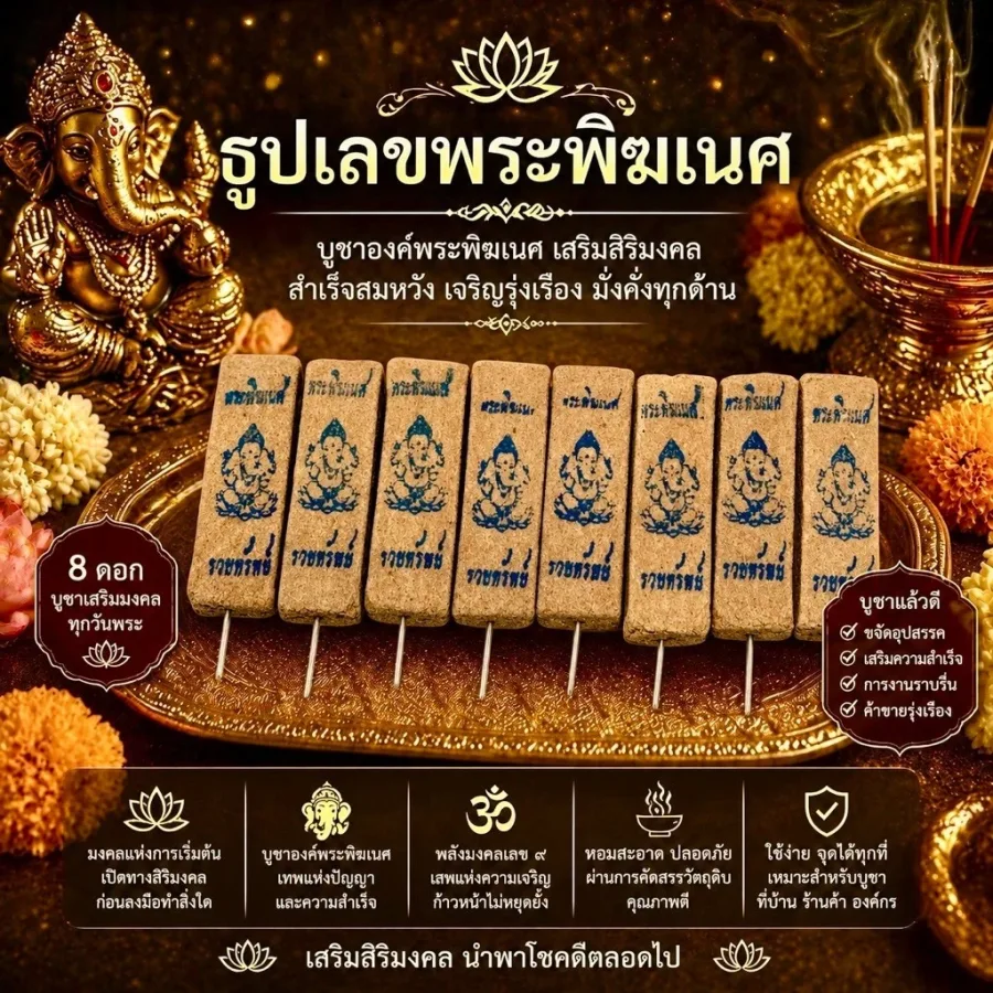 ธูปหวย ธูปเลขพระพิฆเนศมหาทรัพย์ ธูปเลขพญานาคราช ผ่านพิธีปลุกเสก